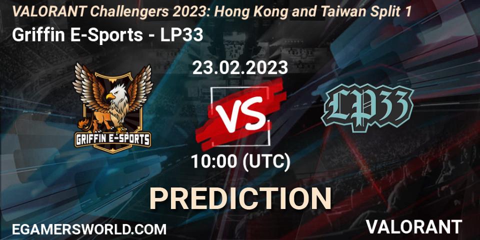 Pronóstico Griffin E-Sports - LP33. 23.02.2023 at 10:00, VALORANT, VALORANT Challengers 2023: Hong Kong and Taiwan Split 1
