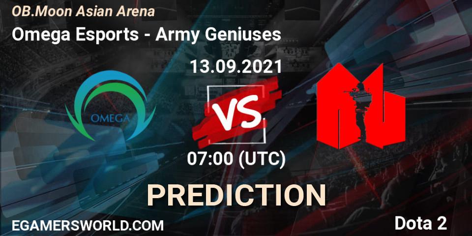 Pronóstico Omega Esports - Army Geniuses. 13.09.2021 at 07:02, Dota 2, OB.Moon Asian Arena
