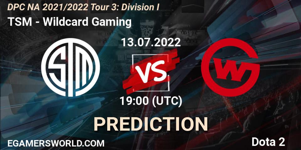 Pronóstico TSM - Wildcard Gaming. 13.07.2022 at 19:43, Dota 2, DPC NA 2021/2022 Tour 3: Division I
