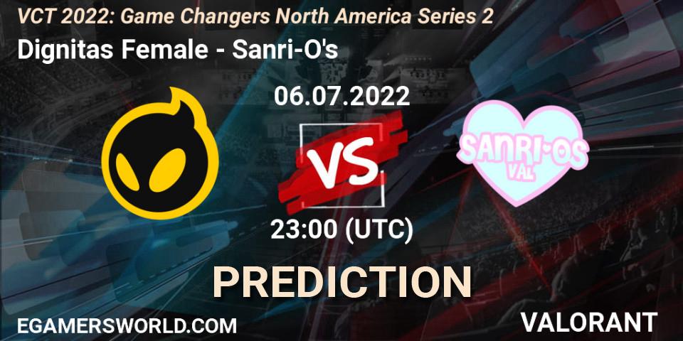 Pronóstico Dignitas Female - Sanri-O's. 06.07.2022 at 20:10, VALORANT, VCT 2022: Game Changers North America Series 2