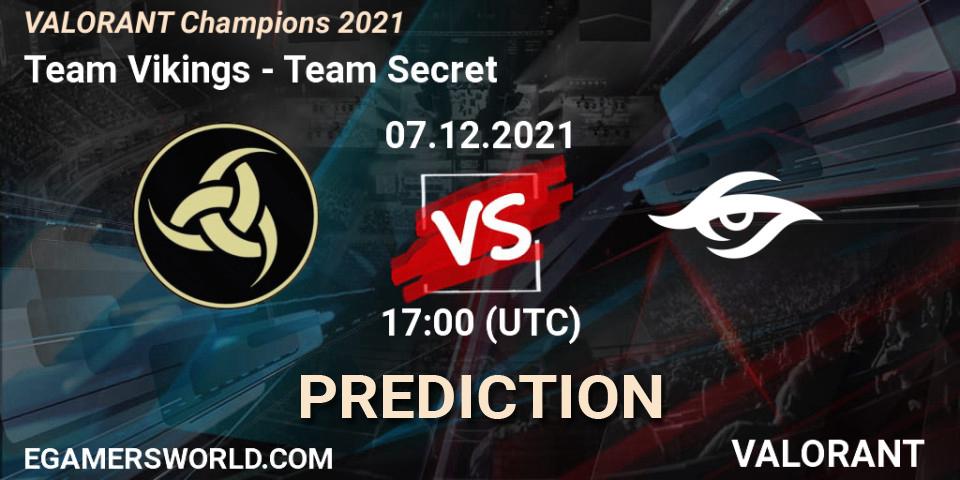 Pronóstico Team Vikings - Team Secret. 07.12.2021 at 18:30, VALORANT, VALORANT Champions 2021