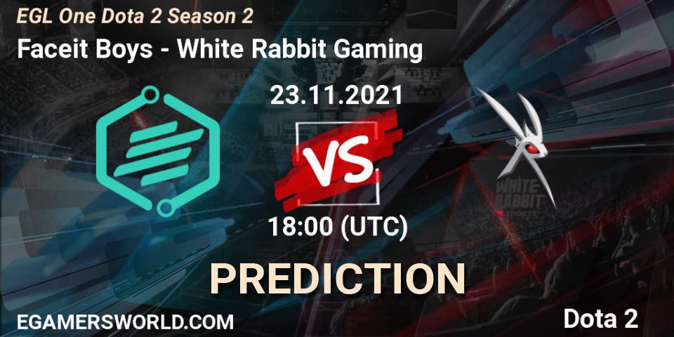 Pronóstico Faceit Boys - White Rabbit Gaming. 23.11.2021 at 18:08, Dota 2, EGL One Dota 2 Season 2