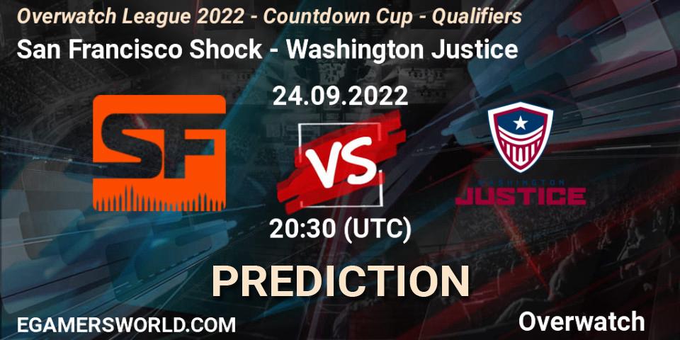Pronóstico San Francisco Shock - Washington Justice. 24.09.2022 at 20:30, Overwatch, Overwatch League 2022 - Countdown Cup - Qualifiers