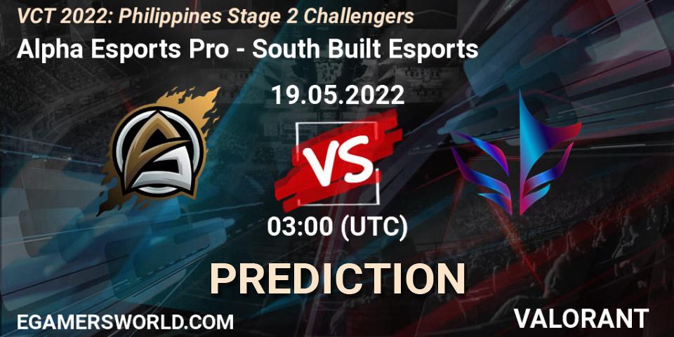Pronóstico Alpha Esports Pro - South Built Esports. 19.05.2022 at 03:00, VALORANT, VCT 2022: Philippines Stage 2 Challengers