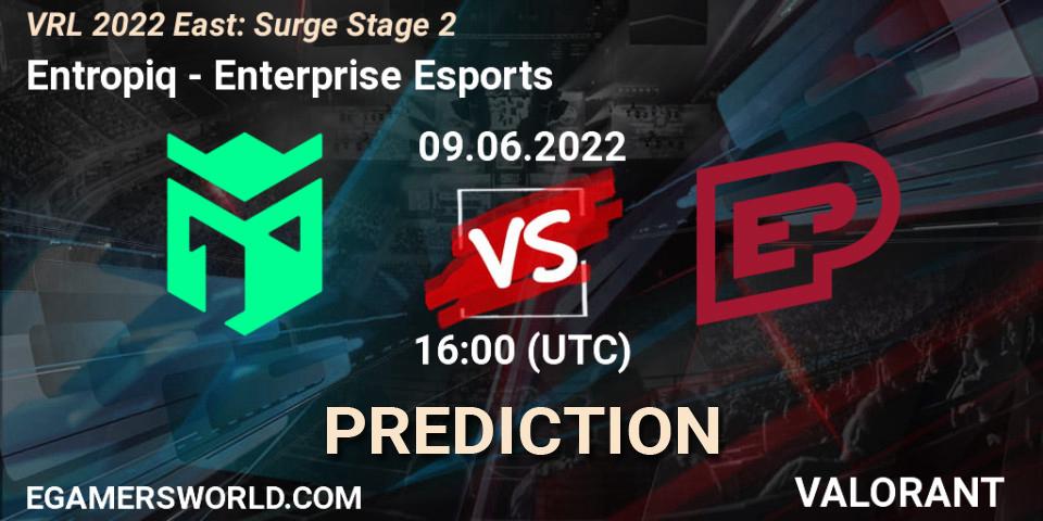 Pronóstico Entropiq - Enterprise Esports. 09.06.2022 at 16:25, VALORANT, VRL 2022 East: Surge Stage 2