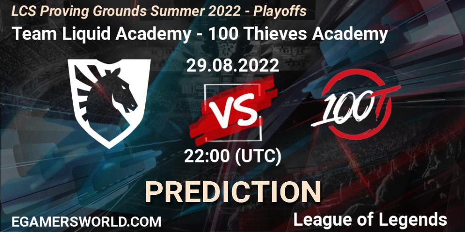 Pronóstico Team Liquid Academy - 100 Thieves Academy. 29.08.2022 at 22:00, LoL, LCS Proving Grounds Summer 2022 - Playoffs