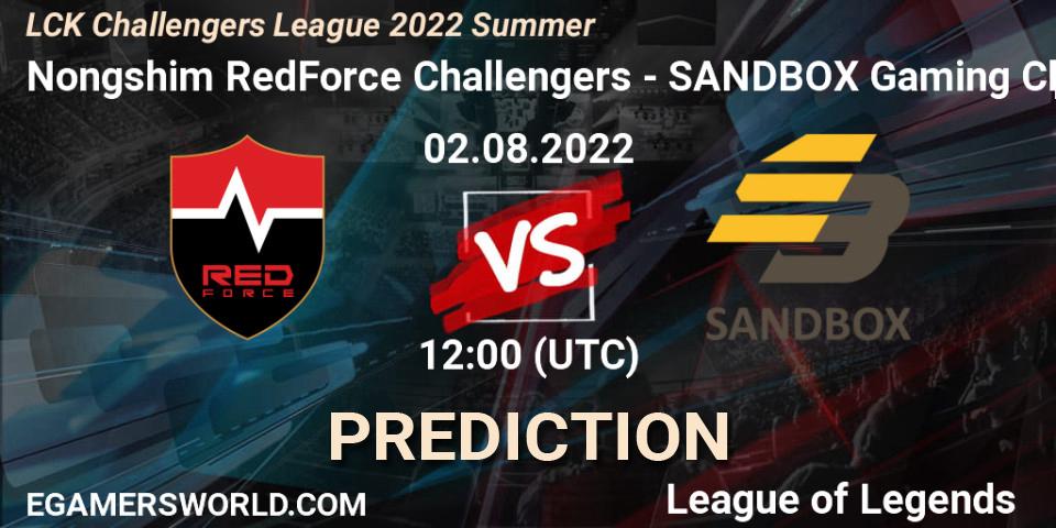 Pronóstico Nongshim RedForce Challengers - SANDBOX Gaming Challengers. 02.08.2022 at 12:00, LoL, LCK Challengers League 2022 Summer