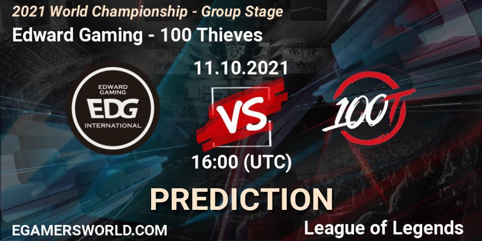 Pronóstico Edward Gaming - 100 Thieves. 11.10.2021 at 16:00, LoL, 2021 World Championship - Group Stage