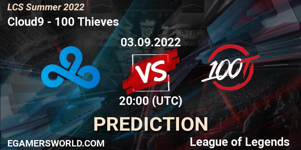 Pronóstico Cloud9 - 100 Thieves. 03.09.2022 at 20:00, LoL, LCS Summer 2022