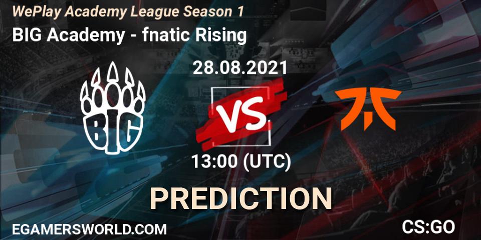 Pronóstico BIG Academy - fnatic Rising. 28.08.2021 at 13:00, Counter-Strike (CS2), WePlay Academy League Season 1