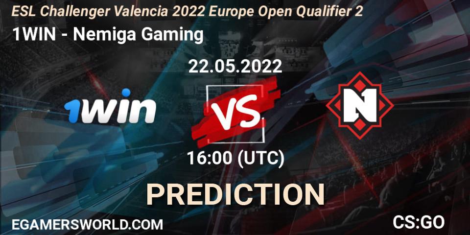 Pronóstico 1WIN - Nemiga Gaming. 22.05.2022 at 16:00, Counter-Strike (CS2), ESL Challenger Valencia 2022 Europe Open Qualifier 2