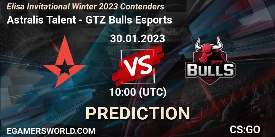 Pronóstico Astralis Talent - GTZ Bulls Esports. 30.01.23, CS2 (CS:GO), Elisa Invitational Winter 2023 Contenders