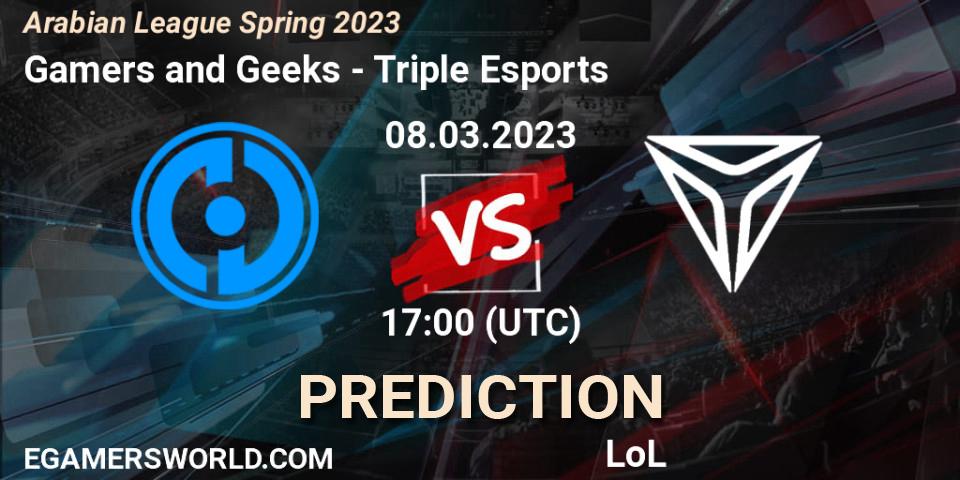 Pronóstico Gamers and Geeks - Triple Esports. 15.02.23, LoL, Arabian League Spring 2023