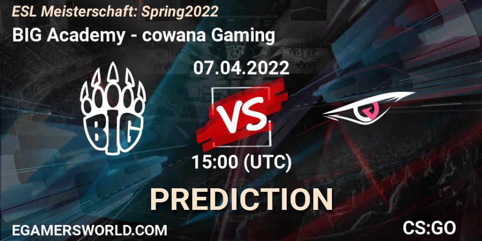 Pronóstico BIG Academy - cowana Gaming. 07.04.2022 at 15:00, Counter-Strike (CS2), ESL Meisterschaft: Spring 2022