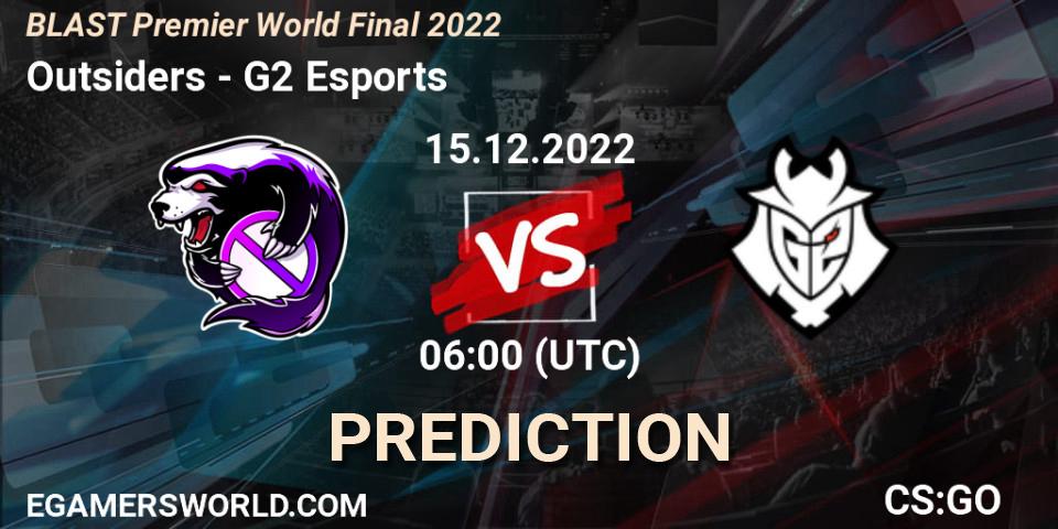 Pronóstico Outsiders - G2 Esports. 15.12.2022 at 06:00, Counter-Strike (CS2), BLAST Premier World Final 2022