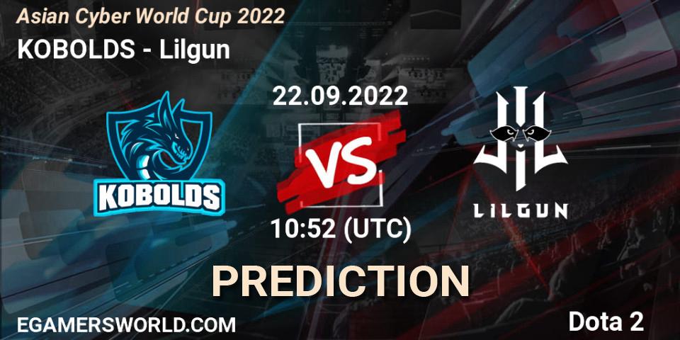 Pronóstico KOBOLDS - Lilgun. 22.09.2022 at 10:52, Dota 2, Asian Cyber World Cup 2022