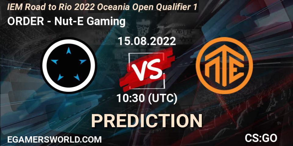 Pronóstico ORDER - Nut-E Gaming. 15.08.22, CS2 (CS:GO), IEM Road to Rio 2022 Oceania Open Qualifier 1