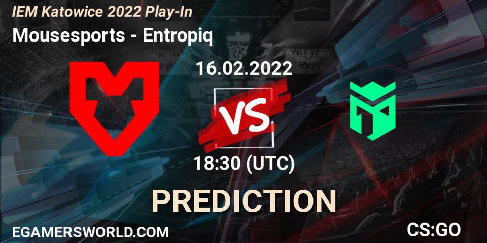Pronóstico Mousesports - Entropiq. 16.02.2022 at 19:05, Counter-Strike (CS2), IEM Katowice 2022 Play-In