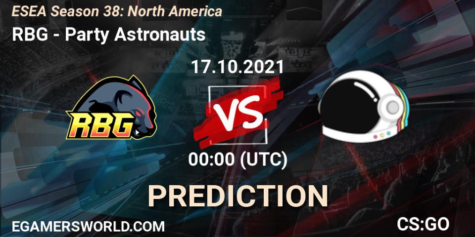 Pronóstico RBG - Party Astronauts. 17.10.2021 at 00:00, Counter-Strike (CS2), ESEA Season 38: North America 