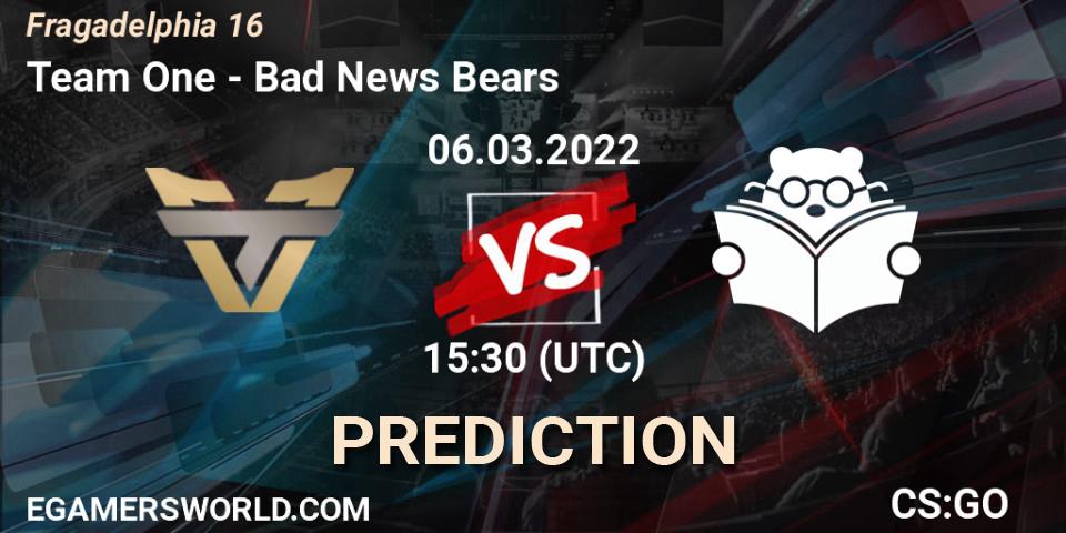 Pronóstico Team One - Bad News Bears. 06.03.2022 at 15:55, Counter-Strike (CS2), Fragadelphia 16