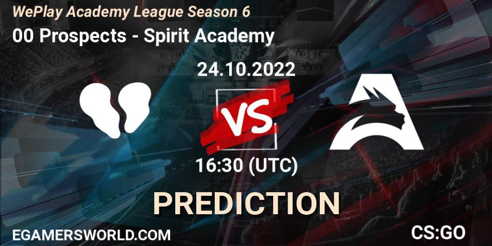 Pronóstico 00 Prospects - Spirit Academy. 24.10.22, CS2 (CS:GO), WePlay Academy League Season 6
