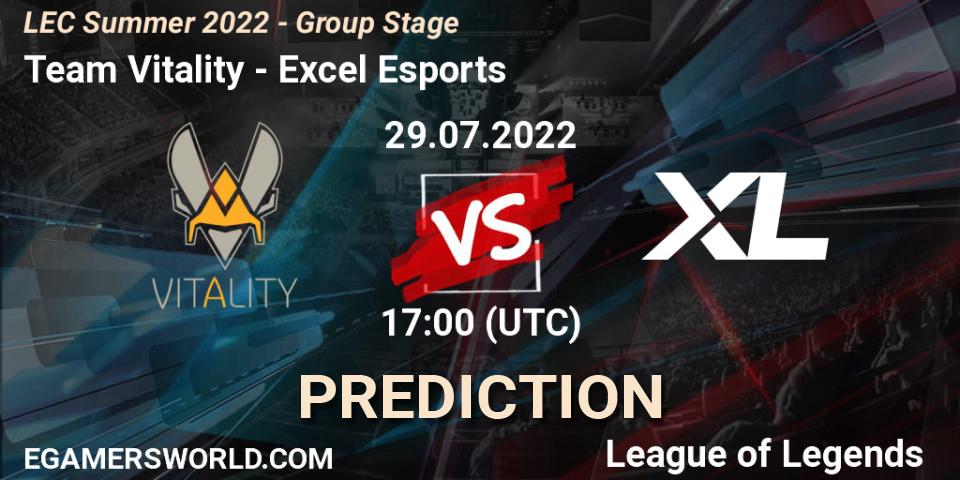 Pronóstico Team Vitality - Excel Esports. 29.07.22, LoL, LEC Summer 2022 - Group Stage