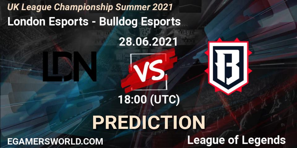 Pronóstico London Esports - Bulldog Esports. 28.06.2021 at 18:00, LoL, UK League Championship Summer 2021