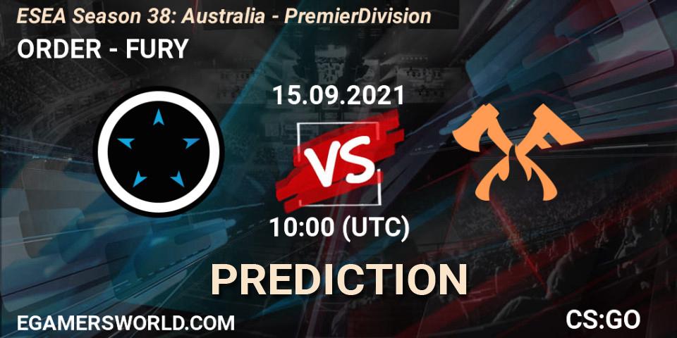 Pronóstico ORDER - FURY. 27.09.21, CS2 (CS:GO), ESEA Season 38: Australia - Premier Division