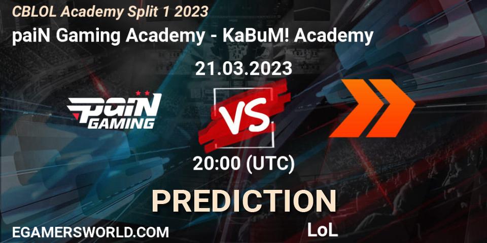 Pronóstico paiN Gaming Academy - KaBuM! Academy. 21.03.23, LoL, CBLOL Academy Split 1 2023