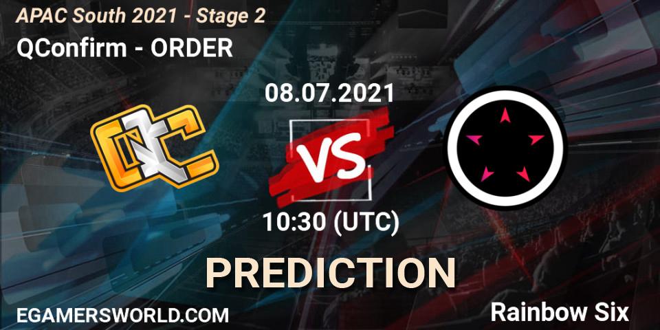 Pronóstico QConfirm - ORDER. 08.07.2021 at 10:30, Rainbow Six, APAC South 2021 - Stage 2