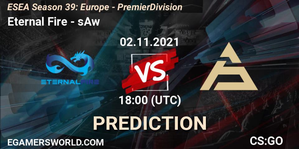 Pronóstico Eternal Fire - sAw. 02.11.2021 at 18:00, Counter-Strike (CS2), ESEA Season 39: Europe - Premier Division