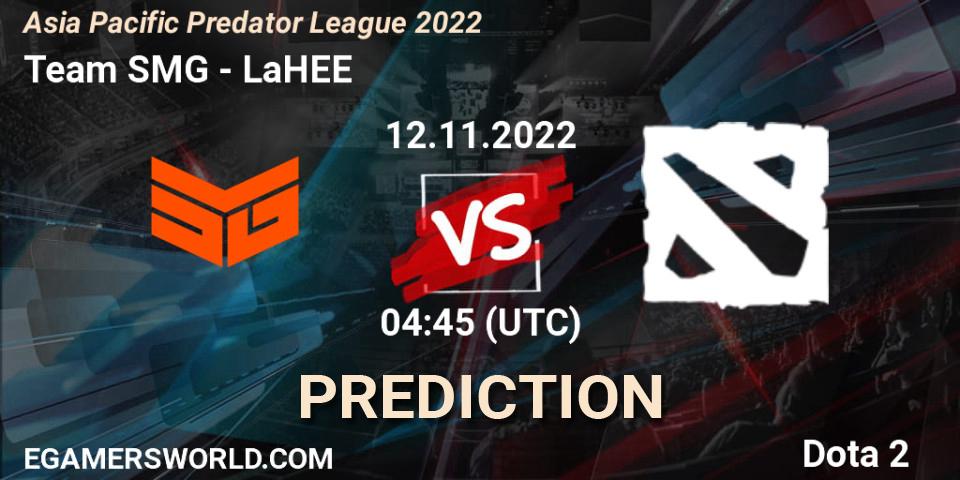Pronóstico Team SMG - LaHEE. 12.11.2022 at 04:45, Dota 2, Asia Pacific Predator League 2022