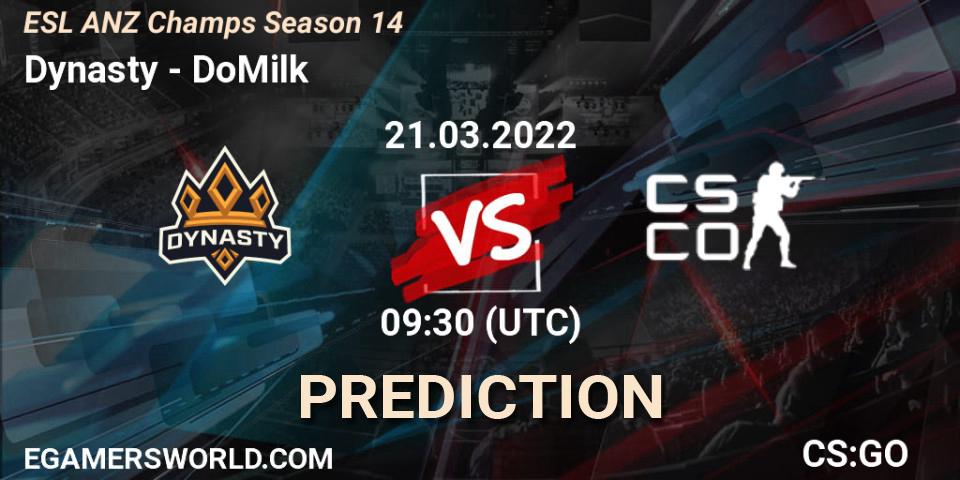 Pronóstico Dynasty - Collateral. 21.03.2022 at 11:15, Counter-Strike (CS2), ESL ANZ Champs Season 14