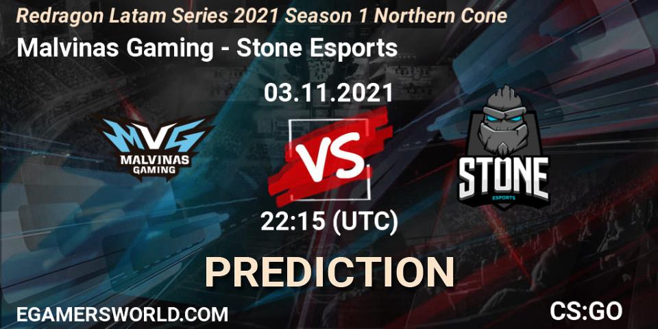 Pronóstico Malvinas Gaming - Stone Esports. 03.11.21, CS2 (CS:GO), Redragon Latam Series 2021 Season 1 Northern Cone