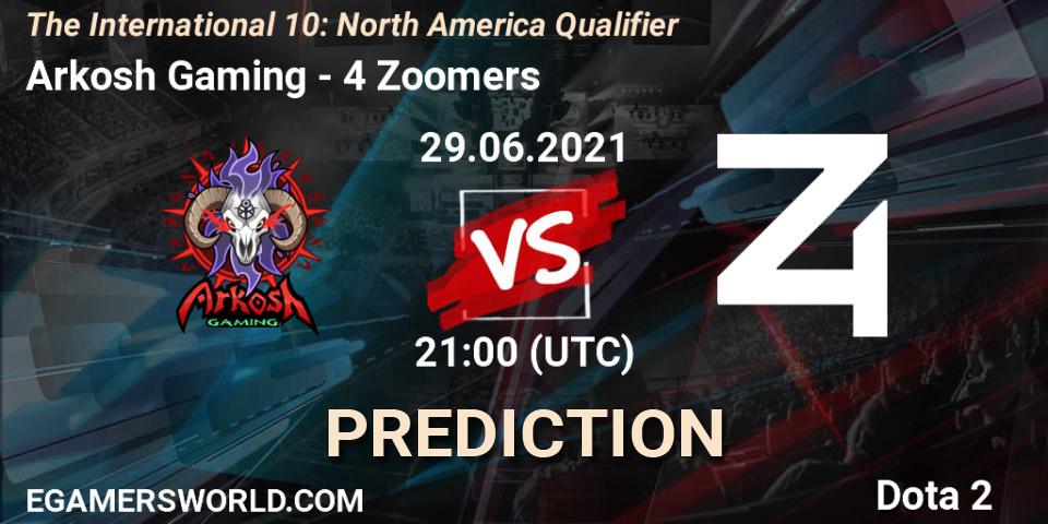 Pronóstico Arkosh Gaming - 4 Zoomers. 01.07.2021 at 00:48, Dota 2, The International 10: North America Qualifier