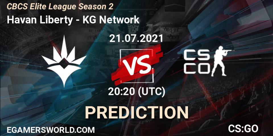 Pronóstico Havan Liberty - KG Network. 21.07.2021 at 20:20, Counter-Strike (CS2), CBCS Elite League Season 2