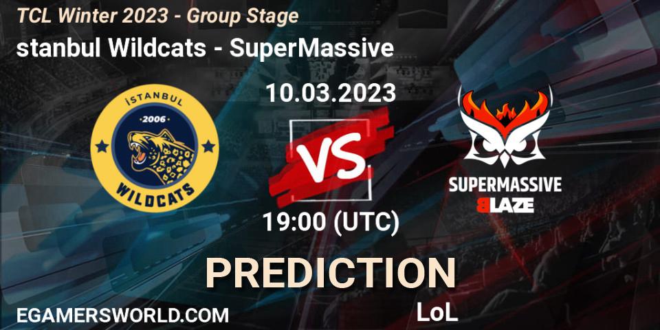 Pronóstico İstanbul Wildcats - SuperMassive. 17.03.2023 at 19:00, LoL, TCL Winter 2023 - Group Stage