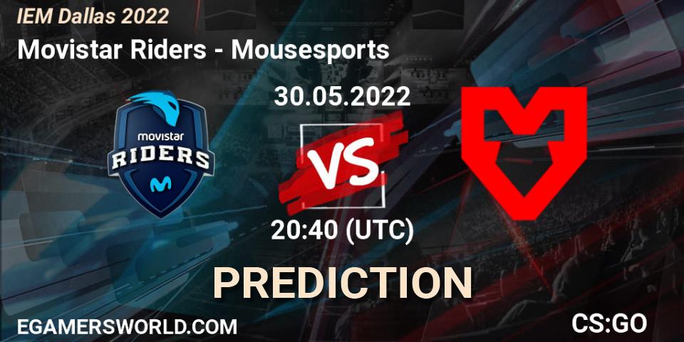Pronóstico Movistar Riders - Mousesports. 30.05.2022 at 21:10, Counter-Strike (CS2), IEM Dallas 2022