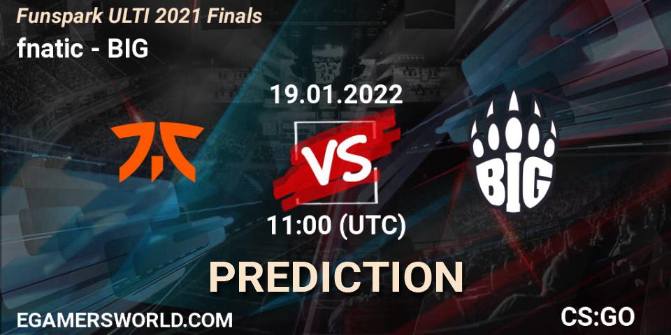 Pronóstico fnatic - BIG. 19.01.2022 at 11:00, Counter-Strike (CS2), Funspark ULTI 2021 Finals