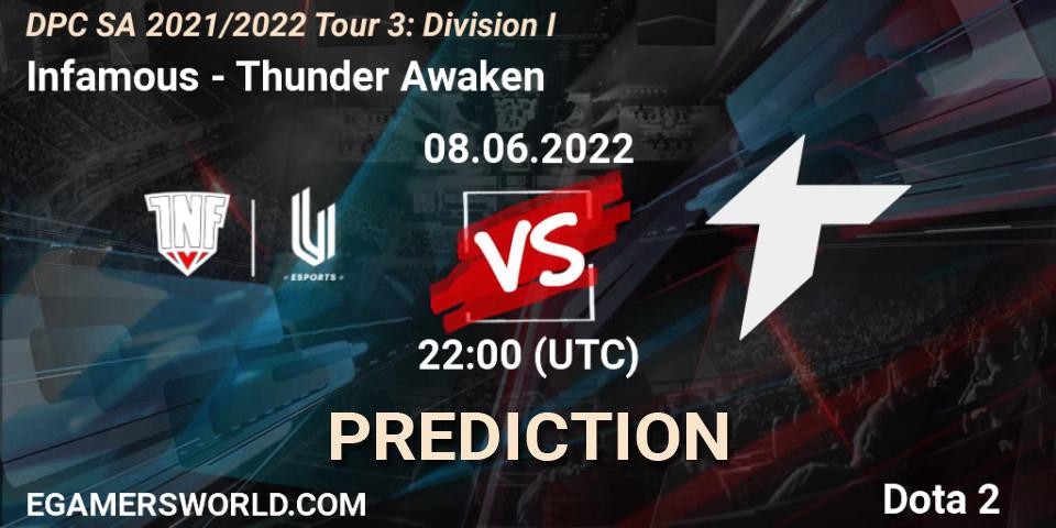 Pronóstico Infamous - Thunder Awaken. 09.06.22, Dota 2, DPC SA 2021/2022 Tour 3: Division I