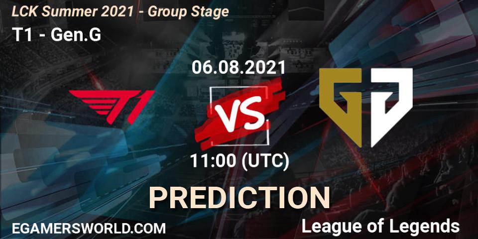 Pronóstico T1 - Gen.G. 06.08.2021 at 11:35, LoL, LCK Summer 2021 - Group Stage