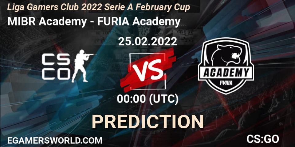 Pronóstico MIBR Academy - FURIA Academy. 25.02.2022 at 00:30, Counter-Strike (CS2), Liga Gamers Club 2022 Serie A February Cup