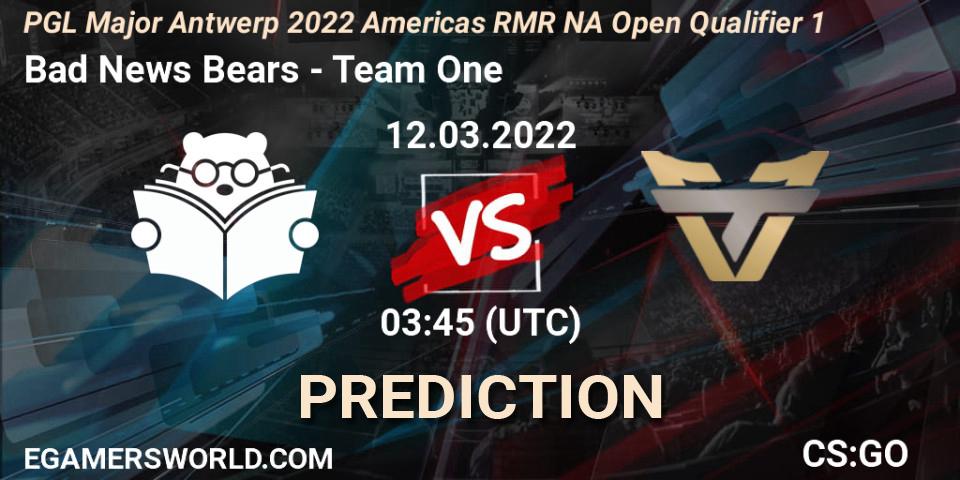 Pronóstico Bad News Bears - Team One. 12.03.2022 at 03:45, Counter-Strike (CS2), PGL Major Antwerp 2022 Americas RMR NA Open Qualifier 1