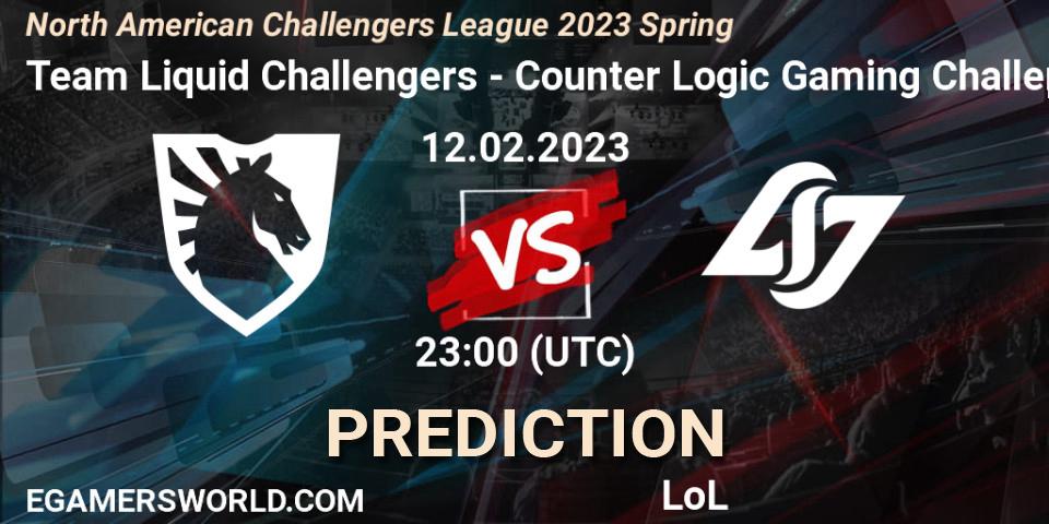Pronóstico Team Liquid Challengers - Counter Logic Gaming Challengers. 12.02.23, LoL, NACL 2023 Spring - Group Stage
