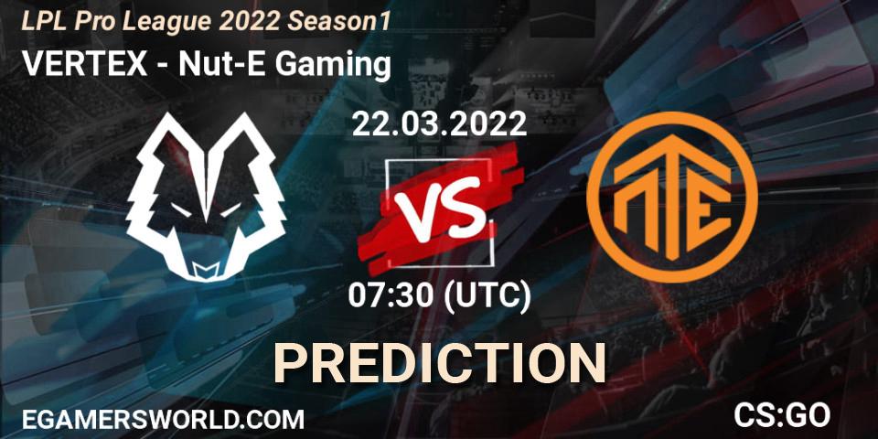 Pronóstico VERTEX - Nut-E Gaming. 23.03.2022 at 07:45, Counter-Strike (CS2), LPL Pro League 2022 Season 1