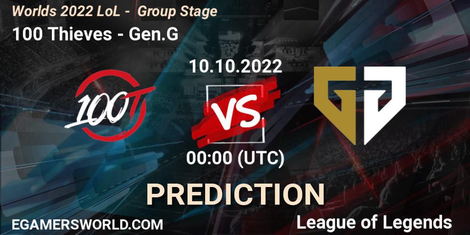 Pronóstico 100 Thieves - Gen.G. 09.10.2022 at 22:00, LoL, Worlds 2022 LoL - Group Stage
