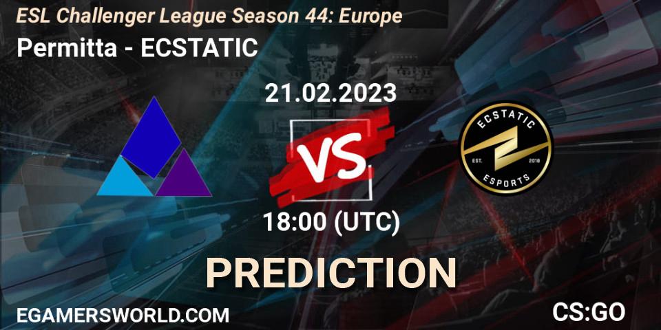 Pronóstico Permitta - ECSTATIC. 21.02.23, CS2 (CS:GO), ESL Challenger League Season 44: Europe