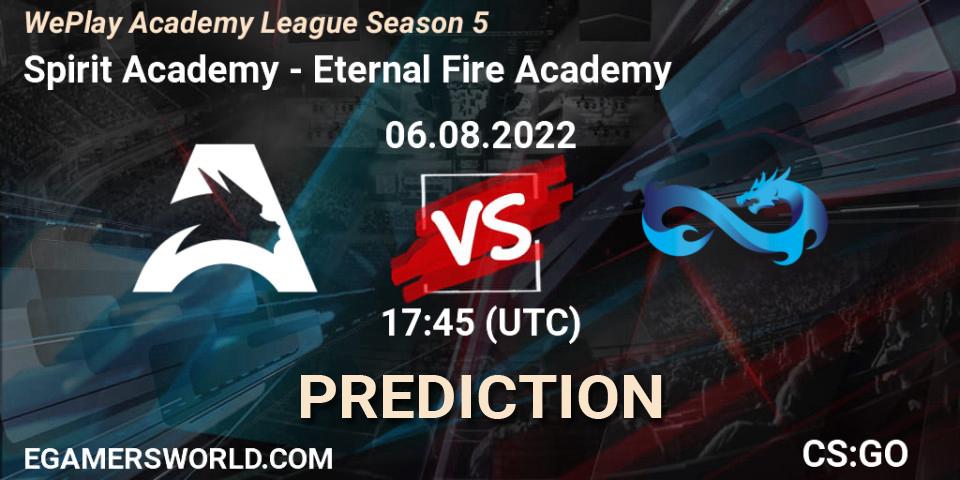 Pronóstico Spirit Academy - Eternal Fire Academy. 06.08.22, CS2 (CS:GO), WePlay Academy League Season 5