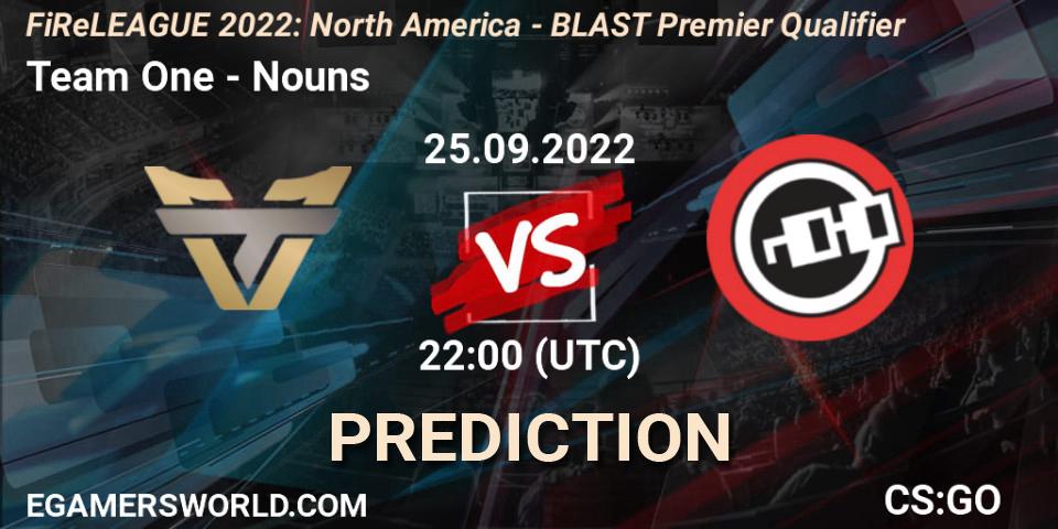 Pronóstico Team One - Nouns. 25.09.22, CS2 (CS:GO), FiReLEAGUE 2022: North America - BLAST Premier Qualifier