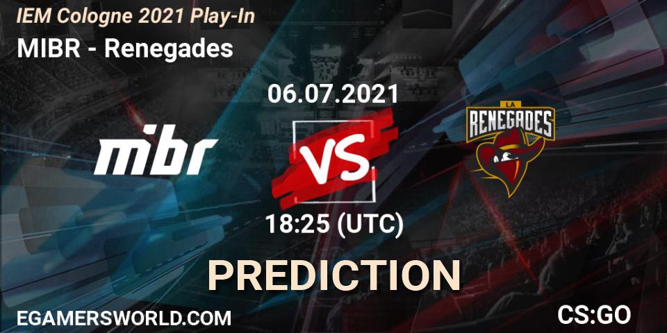 Pronóstico MIBR - Renegades. 06.07.2021 at 18:25, Counter-Strike (CS2), IEM Cologne 2021 Play-In